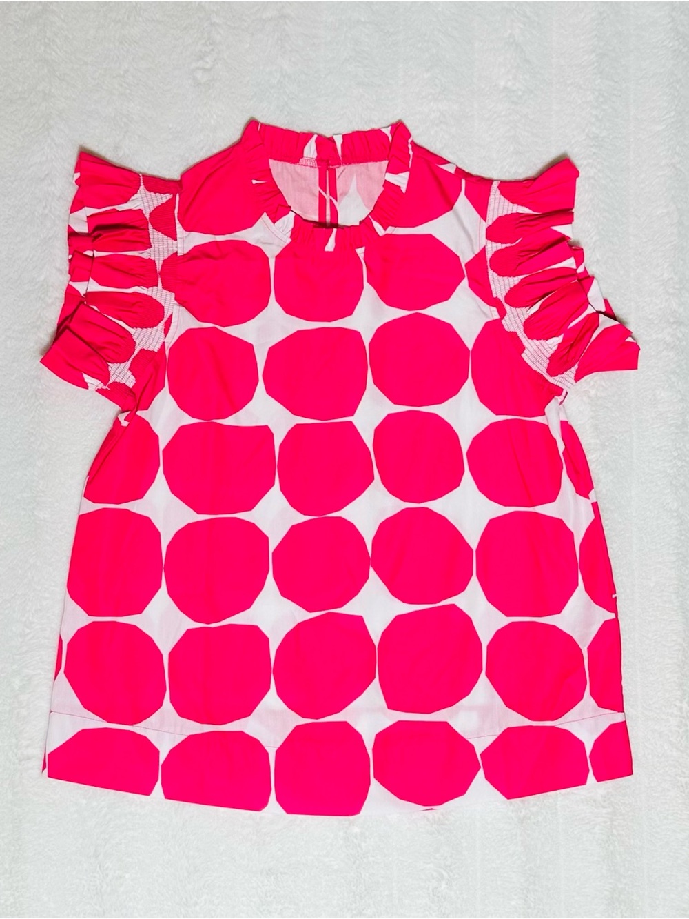Bright Pink Polka Dot Cold-Shoulder Top